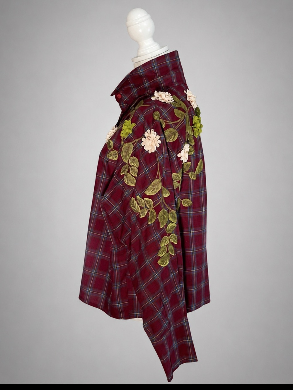 Beulah Floral Appliqué Plaid Shirt Oversized Western Cottagecore Top - Picture 3 of 13